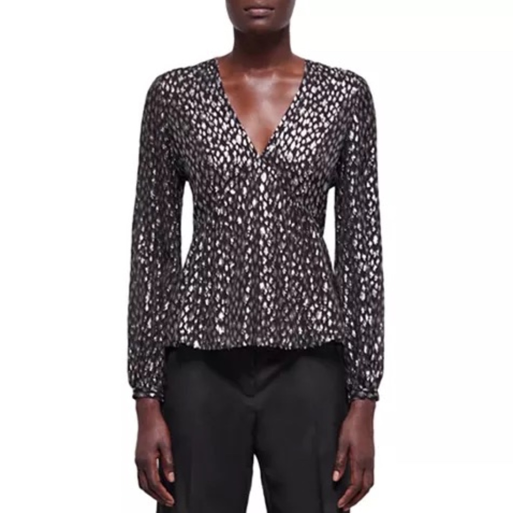 NWT The Kooples Metallic Sheer Blouse - French Size 3/US 8